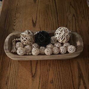 Neutral Rattan Decorative Ball Bowl Set - Natural and Black
